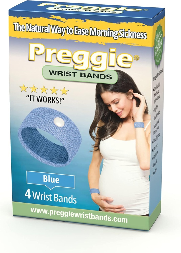 Three Lollies Preggie Anti-Nausea Wristbands - ארוחת בוקר מחלה - תופעות לוואי חינם - 2 Count (4 Wristbands)
