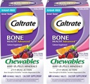 Caltrate Chewables 600 Plus D3 Plus מינרלים Calcium ויטמין D, דובדבן, כתום ופירות Punch - 60 Count (Pack of 2)
