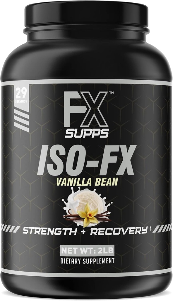 FX SUPPS ISO-FX 100% Isolate אבקת חלבון Whey (Vanilla) אידיאלי post Workout Recovery תוספת עם מורכבות BCAA & EAA ל גברים ונשים, תומך התאוששות שרירים וצמיחה, 2.0 פאונד