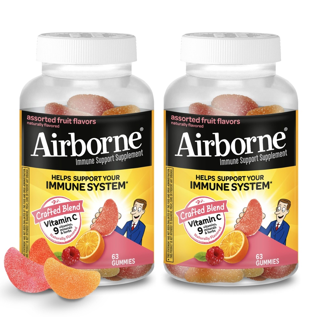 750 מ"ג ויטמין Cmies למבוגרים, Immune Support Gummies with Powerful Antioxidants VIT C & E, Caffeine חינם - 2x63ct בקבוק (5) משרתים), פירות משונים