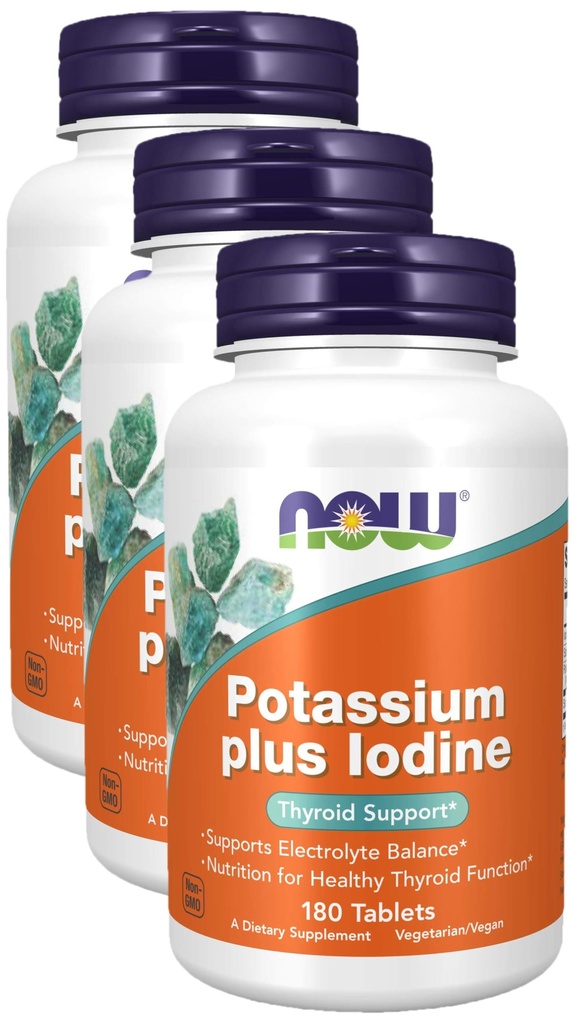 Now Foods Potassium Plus Iodine, 180 טבליות (Pack of 3)