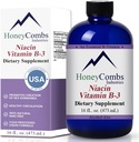 HoneyCombs ויטמין B3 Niacin נוזל טיפות - ויטמין B3 טיפות נוזלי לגברים ונשים - שמירה על מערכת העיכול, עור, שפה, אנרגיה ועוד - טבעוני Niacin Drop (16 Fl oz)