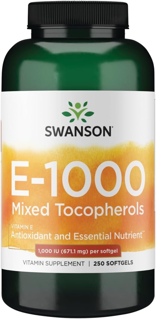 סוונסון ויטמין E המעורב Tocopherols 1000 Iu (671.1 מיליגרם) 250 Sgels