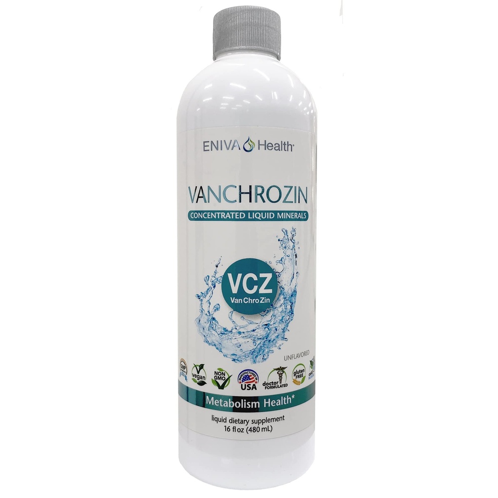 Eniva Health VANCHROZIN מינרלים נוזלי Ionic, Vanadium, Chromium & Zinc, Diabetic Friendly, 16 Fl Oz, 96 משרתים