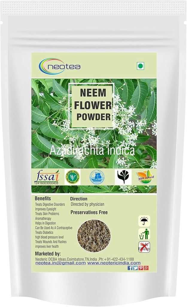 ניאוtea Azaachta Indica Neem אבקת פרחים Veppam Poo 200 GM | Neem Flower (Veppam) אבקת טהורה & Herbal (Neem) Pushpam Poo | Premium & אורגני Lilaco פרח Poo