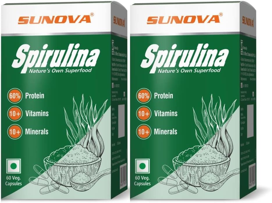 קפסולות Spirulina - Nature's Own Superfood and Nutritional Supplement,Spirulina for Full Body Support - 60 קפסולות (Pack of 2)