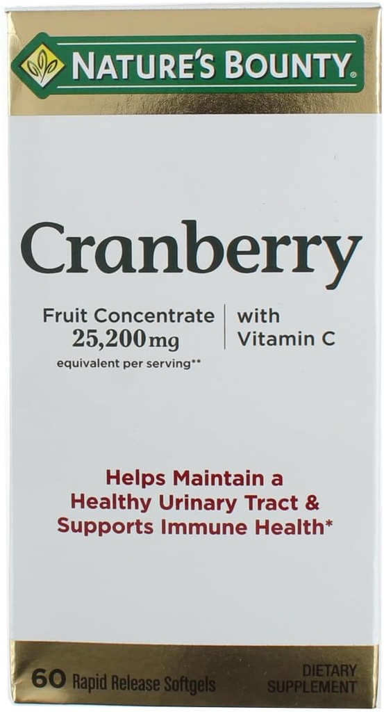 Nature's Bounty Cranberry Dietary תוספי 60 Soft Gels