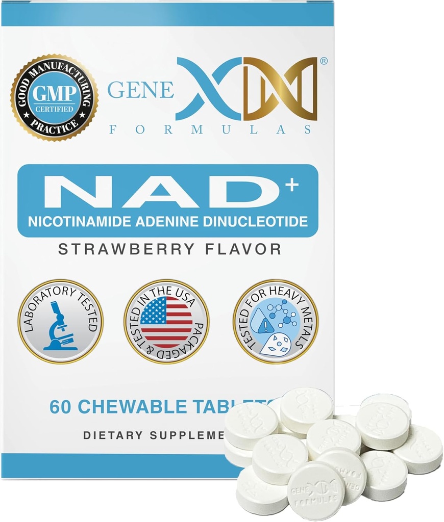 Genex Formulas 500mg NAD+ Chewable Tablets (60 טבליות - 30 משרתים) | Actual NAD (Nicotinamide Adenine Dinucleotide Actual) Not a Precursor - Non-GMO, Vegetarian