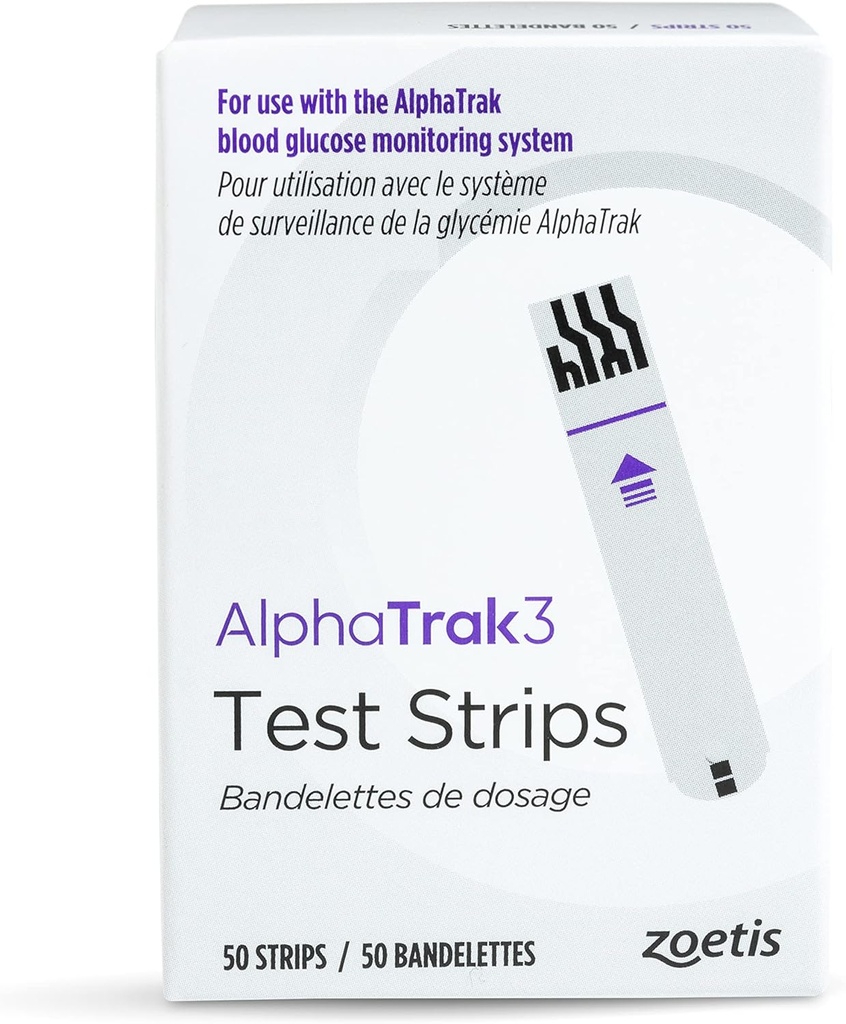 AlphaTrak 3 Test Strips for Use with AT3 Blood Glucose Monitoring System for Cats, Dogs and Horses, 50 Count