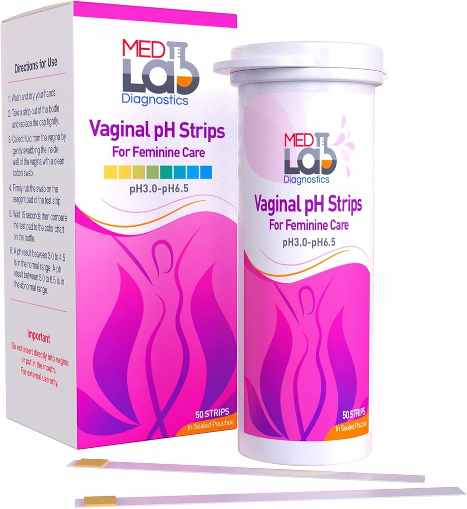 ph Test Strips for Women(50 cnt) BV Bacterial Vaginosis ו Yeast זיהומים Test Strips. בדיקת pH Feminine לבריאות Vaginal, חומציות ואלקליניות. תגית: Sealed Pouches