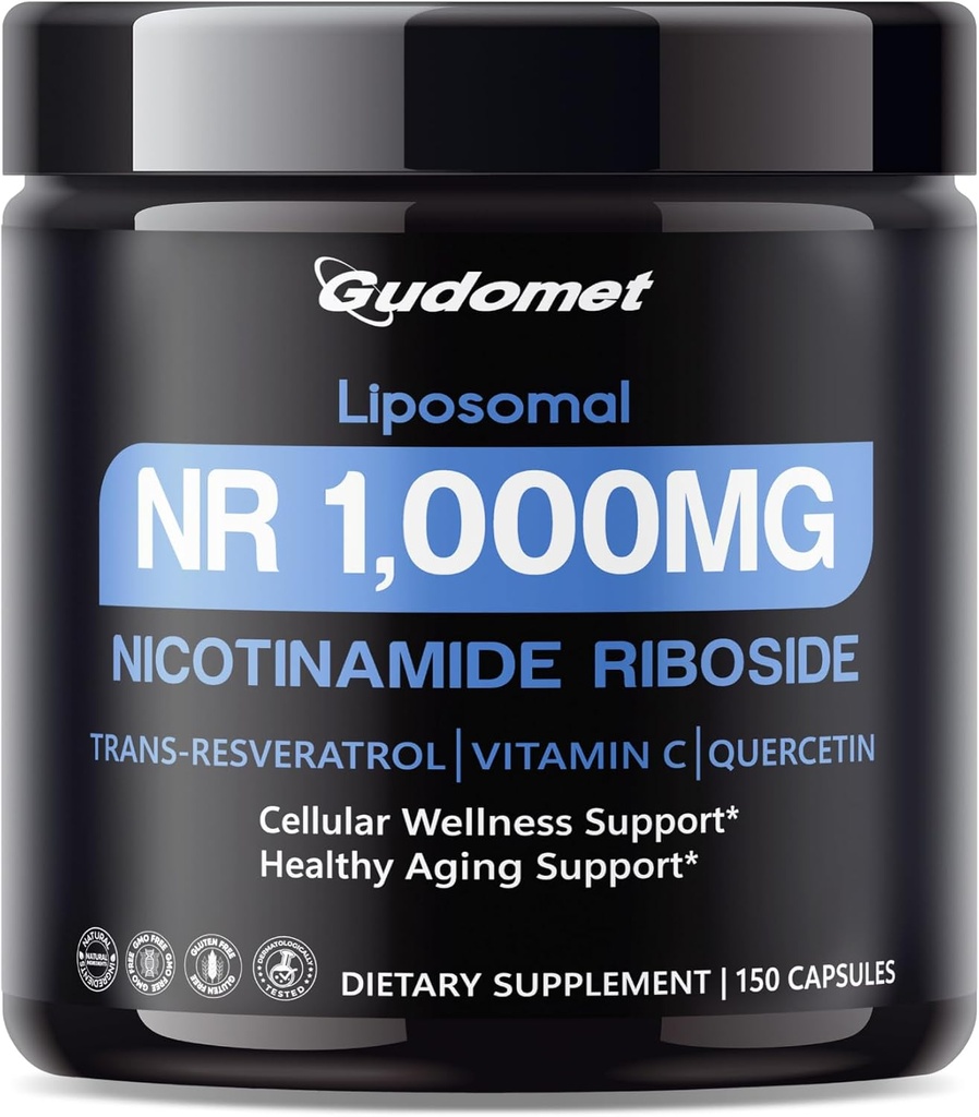 Liposomal NR (Nicotinamide Riboside) עם Trans-Resveratrol, ויטמין C & Quercetin - תומך ב- Cell & Healthy Aging -150 קפסולות מיוצר בארה"ב