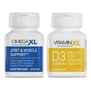 אומגה XL תוספת תמיכה משותפת - 60 Softgels & ויטמיןXL D3 עתיר ויטמין D 5000 IU 125mcg Immune תמיכה תוסף (30 Softgels) - 2 Pack