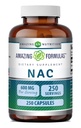 פורמולה מדהימה NAC (N-Acetyl-L-Cysteine) תוספת של 600 מ"ג לשרת | 250 קפסולות | Non-GMO | Gluten Free | Made in USA