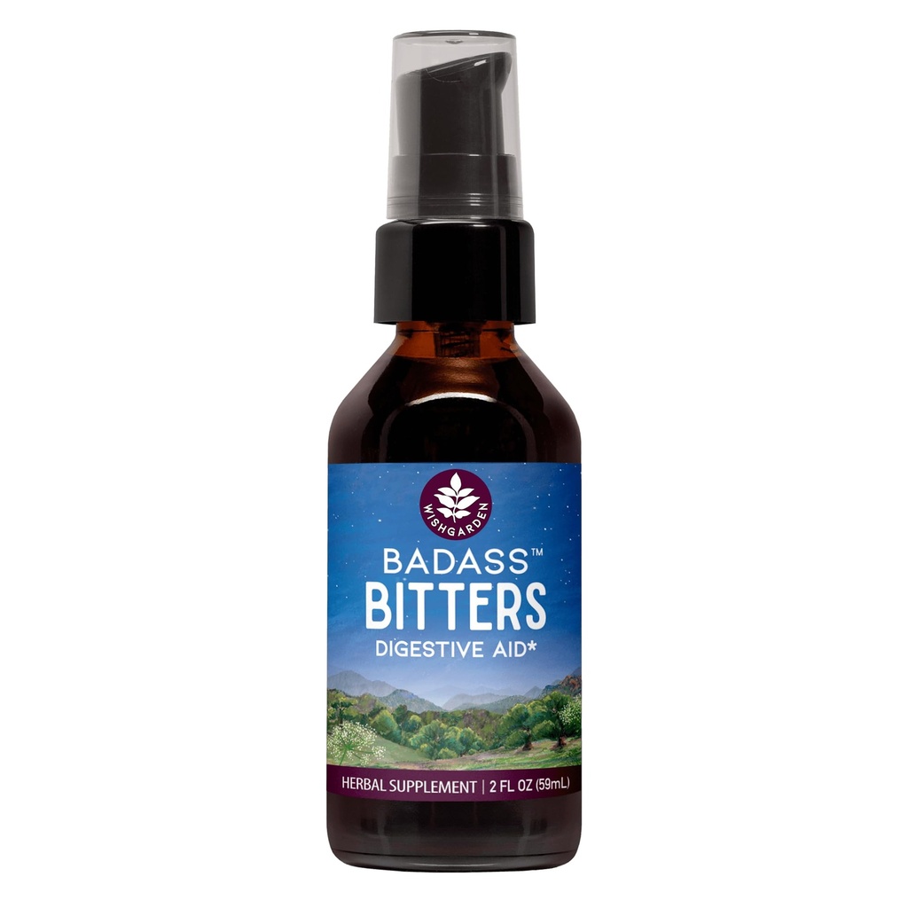 WishGarden Herbs Badass Bitters - All-Natural Digestive Bitters Made with Gentian Root, Orange Peel & Fenugreek Seed, bitters for Digest Stimulates Enzymes, פונקציית שוודיה bitters, 2oz שוודיה, 2oz 2oz פיל & Fenugreek Seed, bitters for Digest Stimulates for Digest