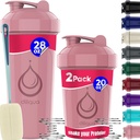 2 PACK, 28 oz & 20 oz Shaker בקבוקים עם Powerful Wire Whisks עבור חלבונים Mixes | Leakהוכחה בלנדר Shaker Bottle Pack
