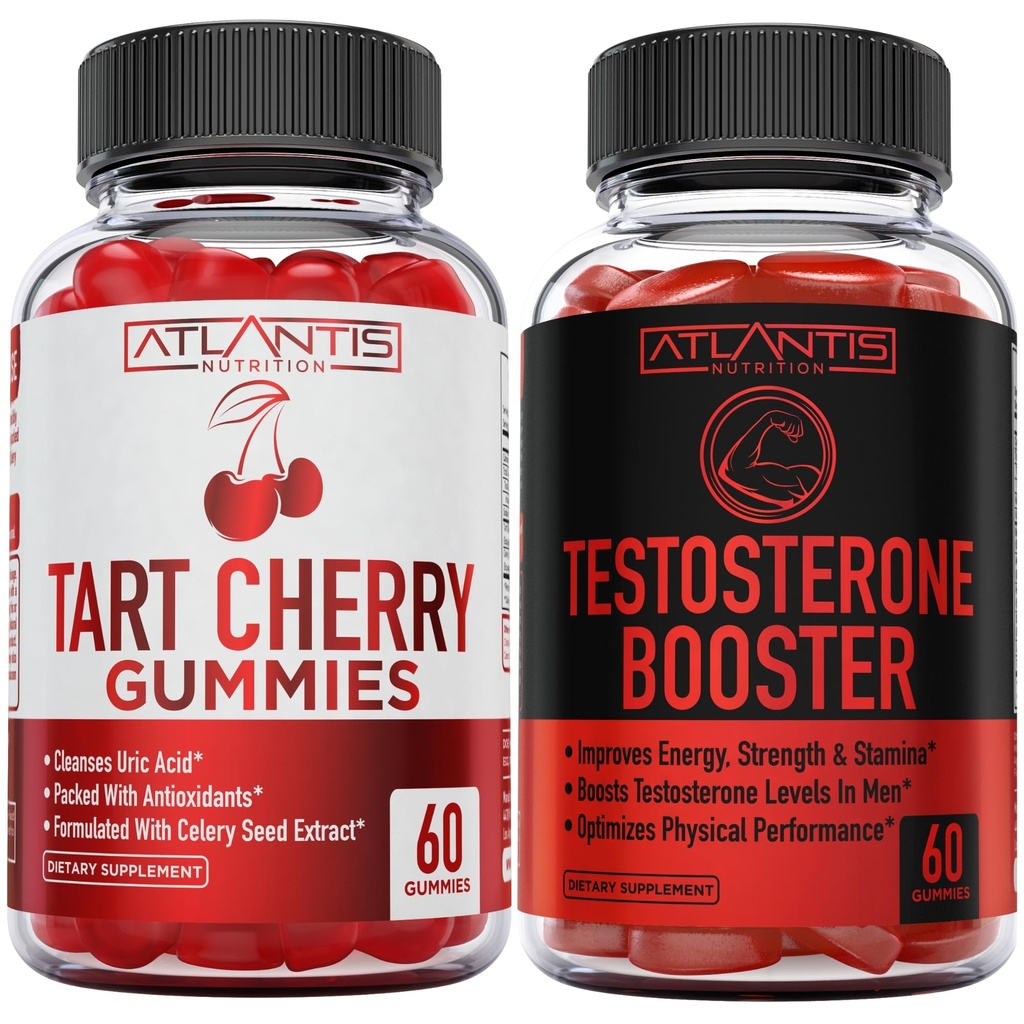 Atlantis Nutrition Tart Cherry 60 Gummies + טסטוסטרון Booster 2Pack (מסטיק 120)