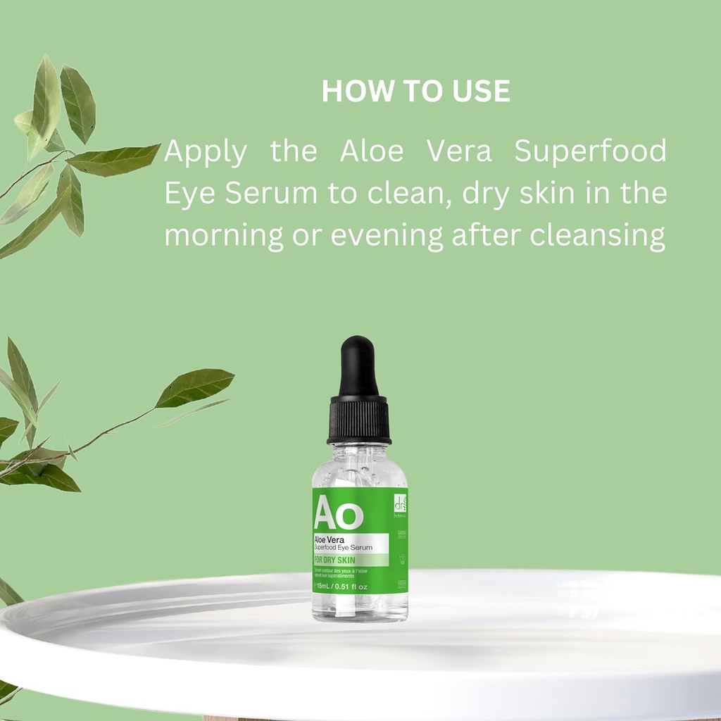 ד"ר הבוטנים Aloe Vera Eye Serum | Eye Serum for Dark Circles and Puffiness - hydroting and Soothing פורמולה עבור Plump - להפחית את Puffiness וקווים יפים | מתחת לעיניים Serum | 0.15 fl oz