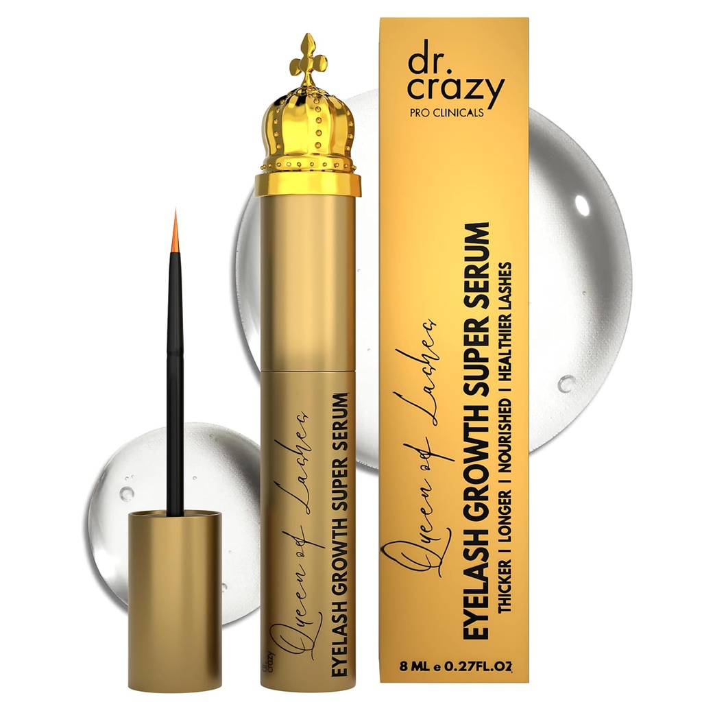 Queen of Lashes Peptide growth Serum - Lash & Brow Enhancer with Peptides & Geneseng Root Extract - הורמון חינם, Ophthalmologist נבדק פורמולה עבור Longer, Fuller Lashes (8 mL)