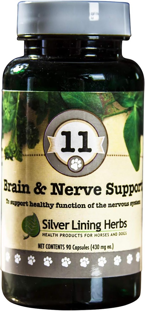 Silver Lining Herbs 11 Canine Brain & Nerve תמיכה - מוצר טבעי עוזר לשמור על מערכת העצבים, המוח, ו Spinal Cord - תוסף צמחי מרפא עוזר לשמור על האושר & Good Disposition - 90 קפסולות