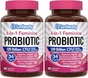 פרוביוטיקה לנשים, 120 מיליארד CFU 34 סטרינס, Prebiotics, Digestive Enzymes, Cranberry, 4in-1 Feminine Probiotic, Digestive, Vaginal, Immune Support, 60ct (Pack of 2)