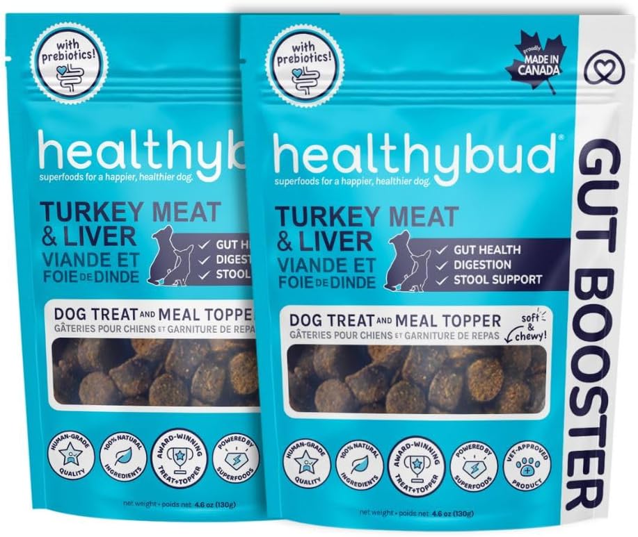 כלב Probiotic Chews - Gut Health Support - Prebiotic, סיבים ווויטמין, Puppy Liver Bites for Sensitive Stomach, Dog Stharener (4.6oz per Pack 2Pack)