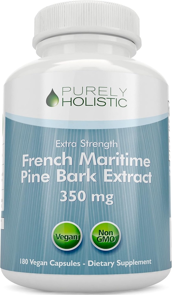 Purely Holistic Pine Bark לחלץ 350 מ"ג 180 קפסולות טבעוניות 95% Proanthocyanidins - צרפתית ימי הים פין Bark לחלץ - non GMO & Pesticide חינם תוספת אנטי חמצון