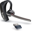פולי וויאג'ר 5200 UC Wireless Headset & Charging Case (Plantronics) - Single-Ear Headset w/Noise-Canceling Mic - Connect Mobile/Mac/PC באמצעות Bluetooth - Works w/Teams, Zoom