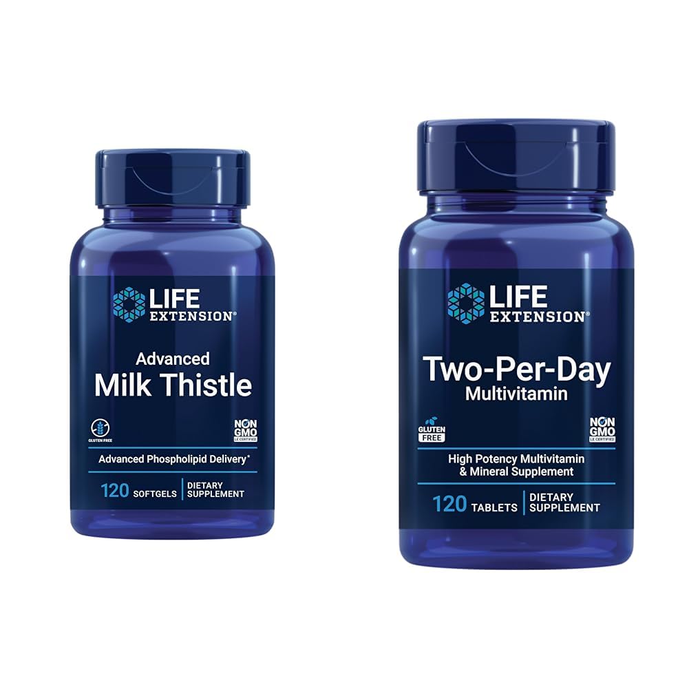 Life Extension Advanced Milk Thistle 120 Softgels ו- Two-Per-Day High Potency Multi-Vitamin & מינרלים 120 טבליות Bundle