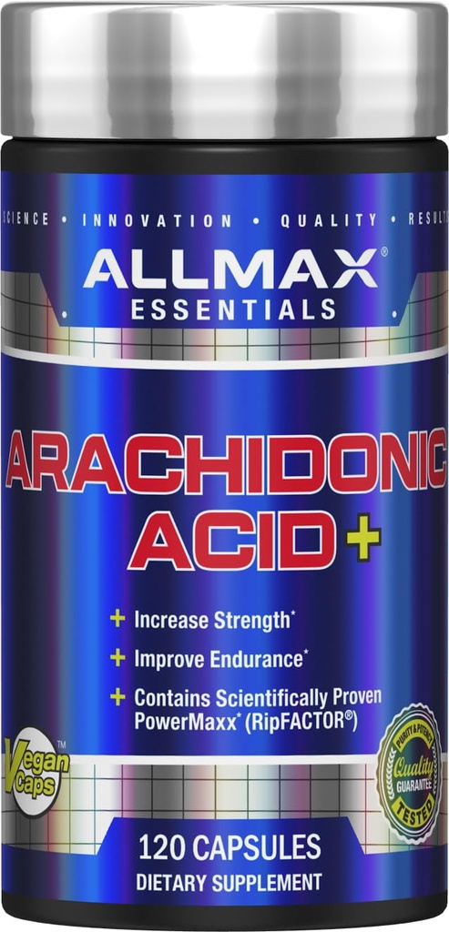 AllMAX Essentials Arachidonic Acid+ - 120 קפסולות - מגביר את העוצמה ומשפר את אנדורנס - Gluten Free - 30 משרתים