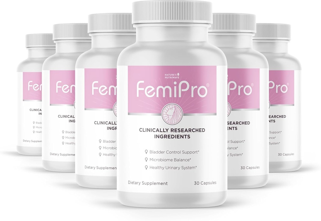 Femipro Bladder Control תוספי עבור נשים וגברים, תערובת צמחית טבעית ופרוביוטית, תומך בריאות וטרינרית microbiome Balance | Made in USA non-GMO, 30 קפסולות, 6 חודשים אספקה