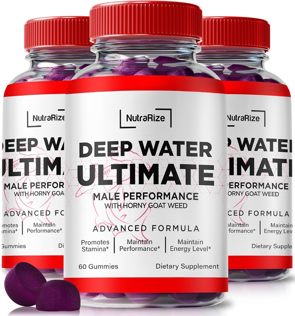 NutraRize (3 Pack) Deep Water Ultimate Male Gummies - רשמי Deep Water Male Essentials, Premium Deepwater Ultimate Gummies לגברים, Deep Water Ultimate Male Gummy, Performance Review (180 מסטיקים)
