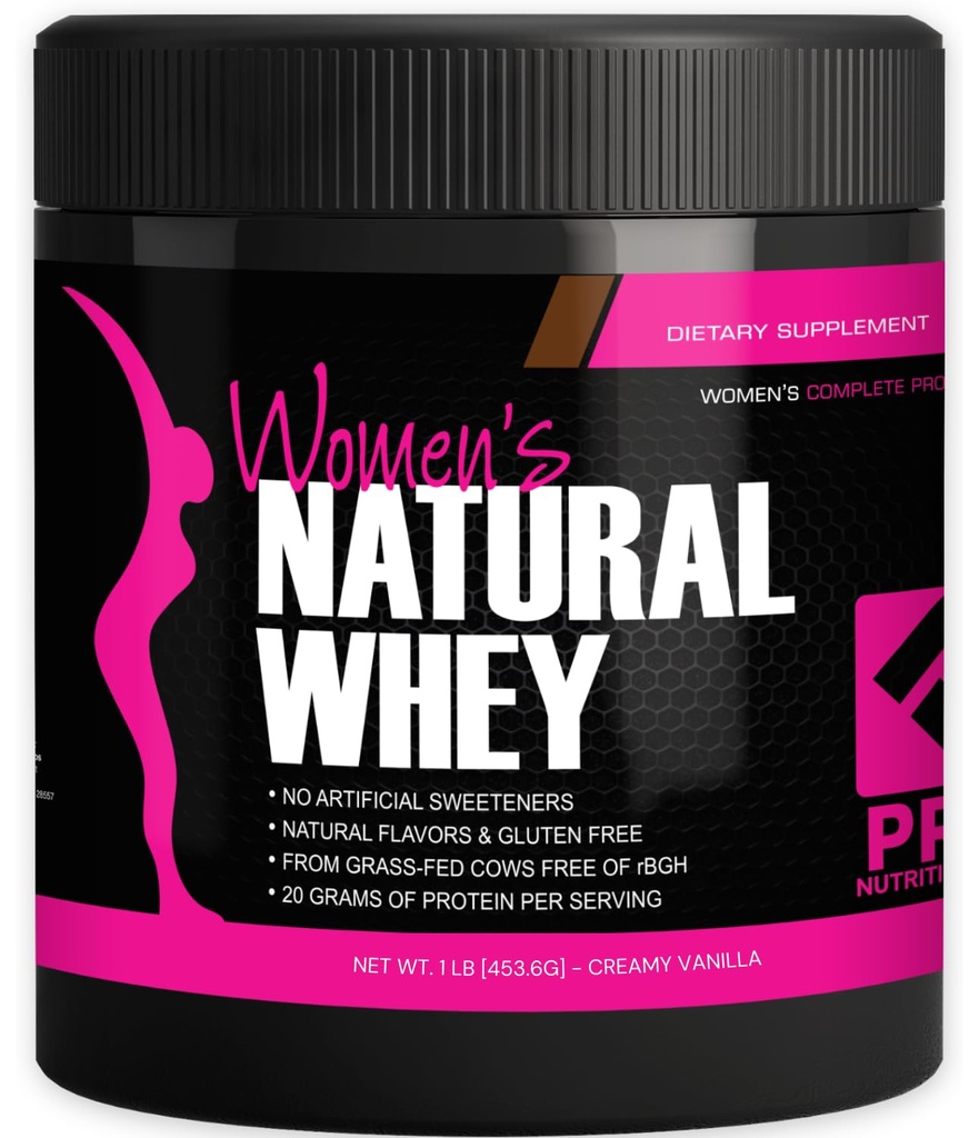 אבקת חלבון Whey עבור נשים וניל אבקה - דלת carb Gluten-Free Grass-Fed rBGH-Free - תומך ירידה במשקל - Natural Stevia Sweetened חלבונים שקד, 20g (Creamy Vanilla, 1lb)