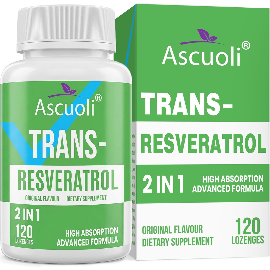 Trans-Resveratrol Purity 99%, 3-in-1 מתקדם פורמולה Resveratrol תוסף עבור Boost NAD+, Immune & Energy Support, Anti-Aging, Skin & Total Health, 120 Lozenge (120-Day Supply)
