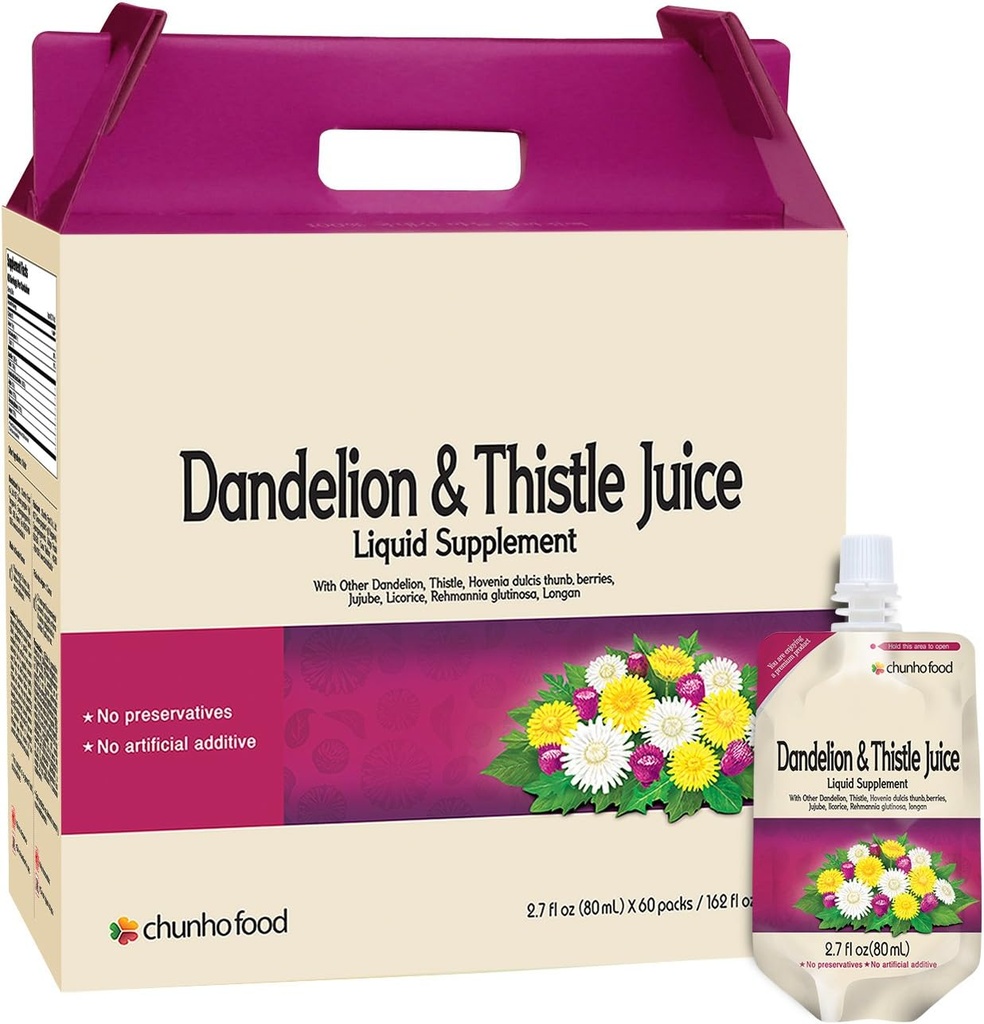 Dandelion & Thistle Juice נוזל תוסף עוזר לשפר את בריאות Liver, לשפר את חסינות. אין תוספות ותוספות מלאכותיות.