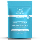 Viter Energy Caffeinated Gum 60mg Caffeine, B ויטמינים, Guarana, סוכר חינם (Wintergreen, 8oz, Bulk Bag)