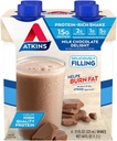 Atkins Milk Chocolate Delight Shake, 15g חלבון, נמוך Glycemic, 2g Net Carb, 1g סוכר, Keto Friendly, 4 Count