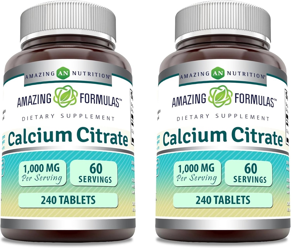 פורמולה מדהימה Calcium Citrate תוסף | 1000 Mg | Tablet | Non-GMO | Gluten Free | Made in USA (2 Pack, 240 Count)