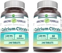 פורמולה מדהימה Calcium Citrate תוסף | 1000 Mg | Tablet | Non-GMO | Gluten Free | Made in USA (2 Pack, 240 Count)