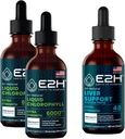 E2H: Chlorophyll נוזל טיפות (2 Pack - 4 Fl Oz) ו- Liver תומך תוסף (Singleבק - 2 Fl Oz)