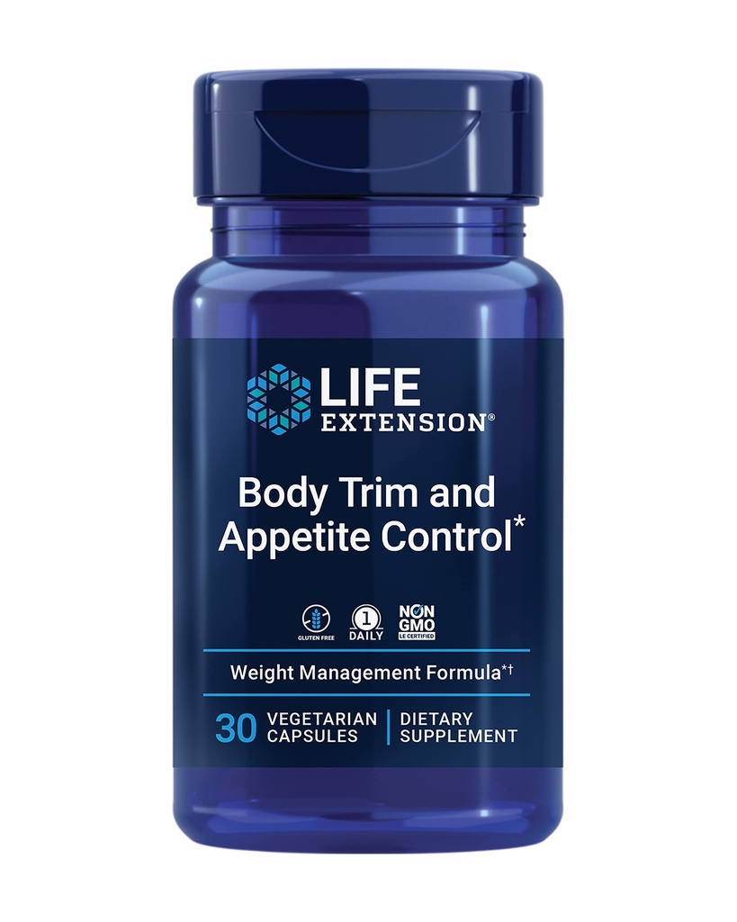 Life Extension Body Trim and Appetite control, Lemon Verbena, Hibiscus, משקל בריא, מקדם Satiety, ניהול משקל, Gluten Free, non-GMO, 1-Daily, Vegetarian, 30 קפסולות