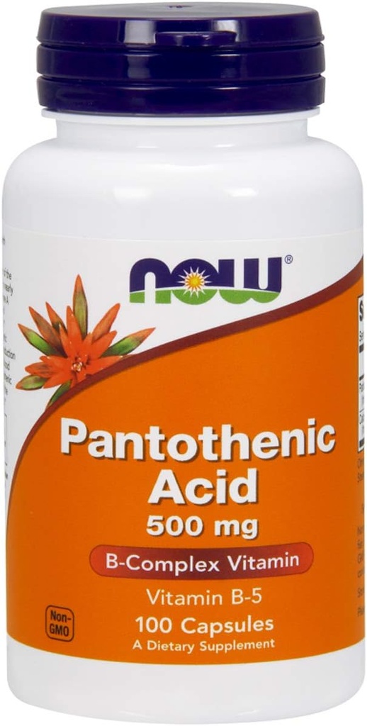 Now Foods Pantothenic Acid 500 מ"ג, 100 קפסולות (Pack of 2)
