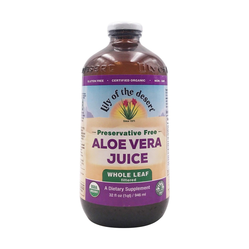 LI OF THE DESERT Organic Aloe Vera Whole Leaf Preservative Free, 32 FZ