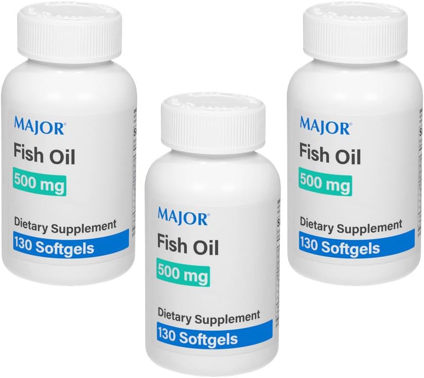 MAJOR Fish שמן 500 מ"ג Softgels - אומגה 3 שמן שמן שמן תוספי תזונה - 130 הרוזן (3 Pack)
