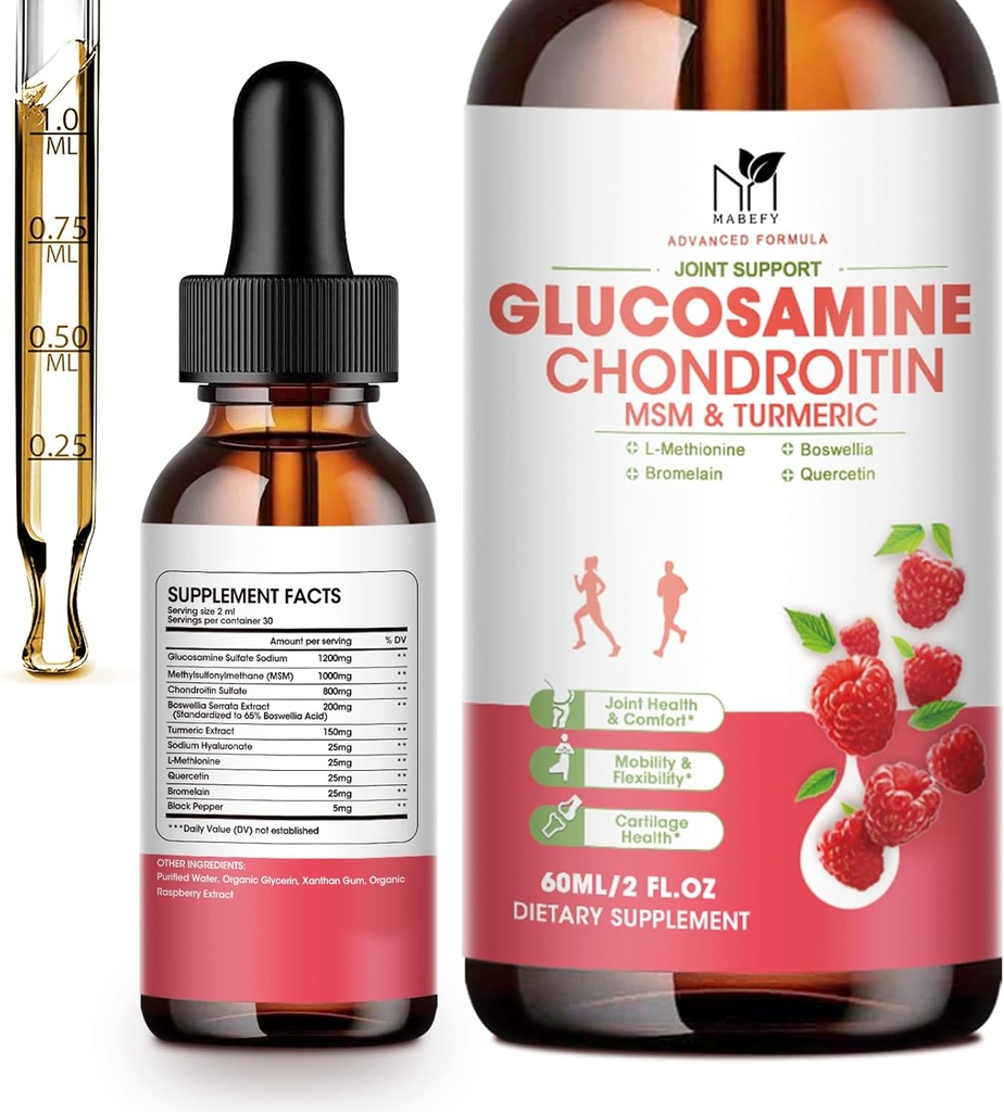 Glucosamine Chondroitin MSM נוזל טיפות-w / Turmeric Boswellia Quercetin Bromelain-Vegan, Antioxidant תמיכה עבור Back,Knee,Hands-Joint תמיכה תמיכה תמיכה תמיכה תמיכה תמיכה תומך משותףים בריאים, ניידות & Cartilage
