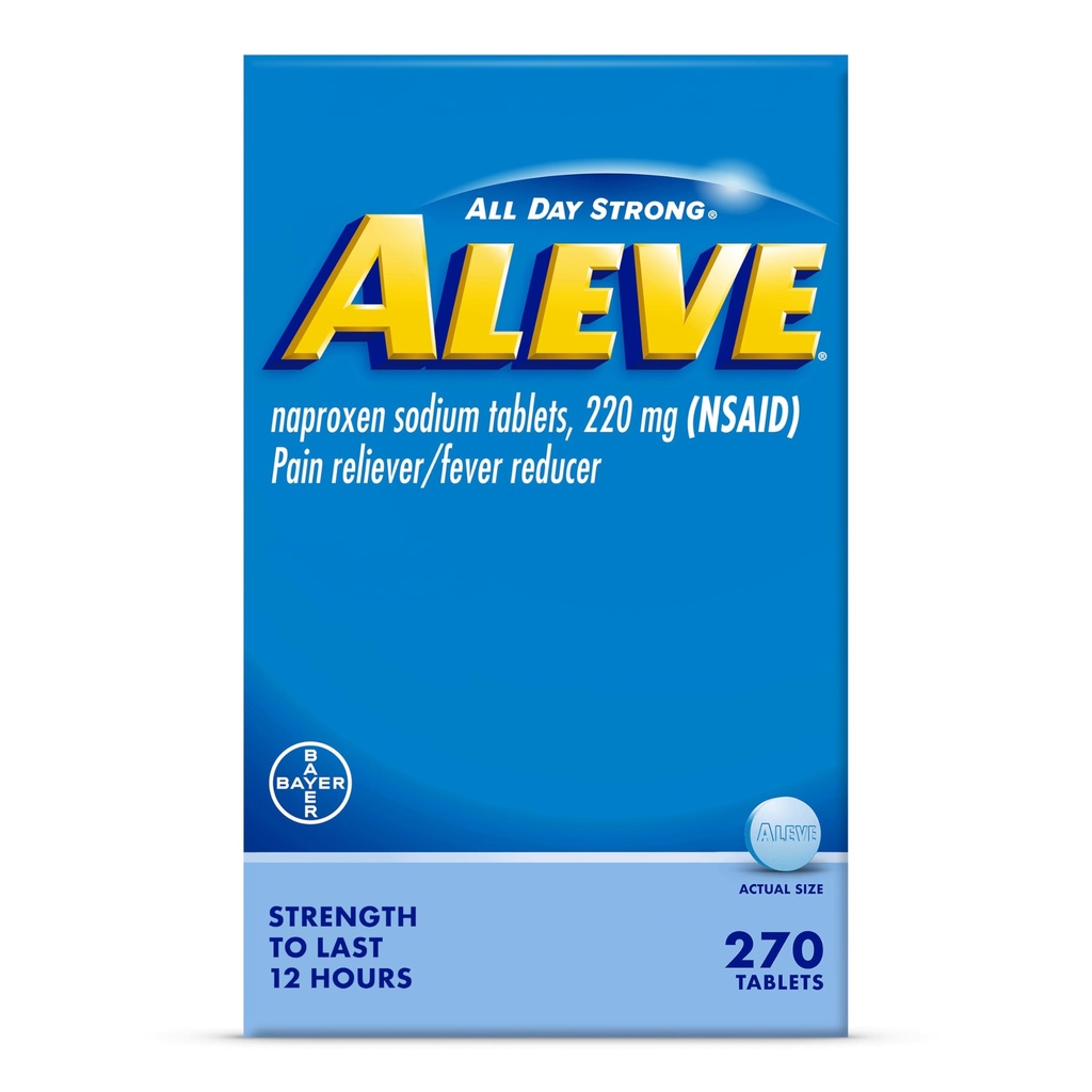 Aleve Pain Reliever & Fever להפחית טבליות, Naproxen Sodium, Headache, Back and Body Pain Relief Medicine, 270 Count
