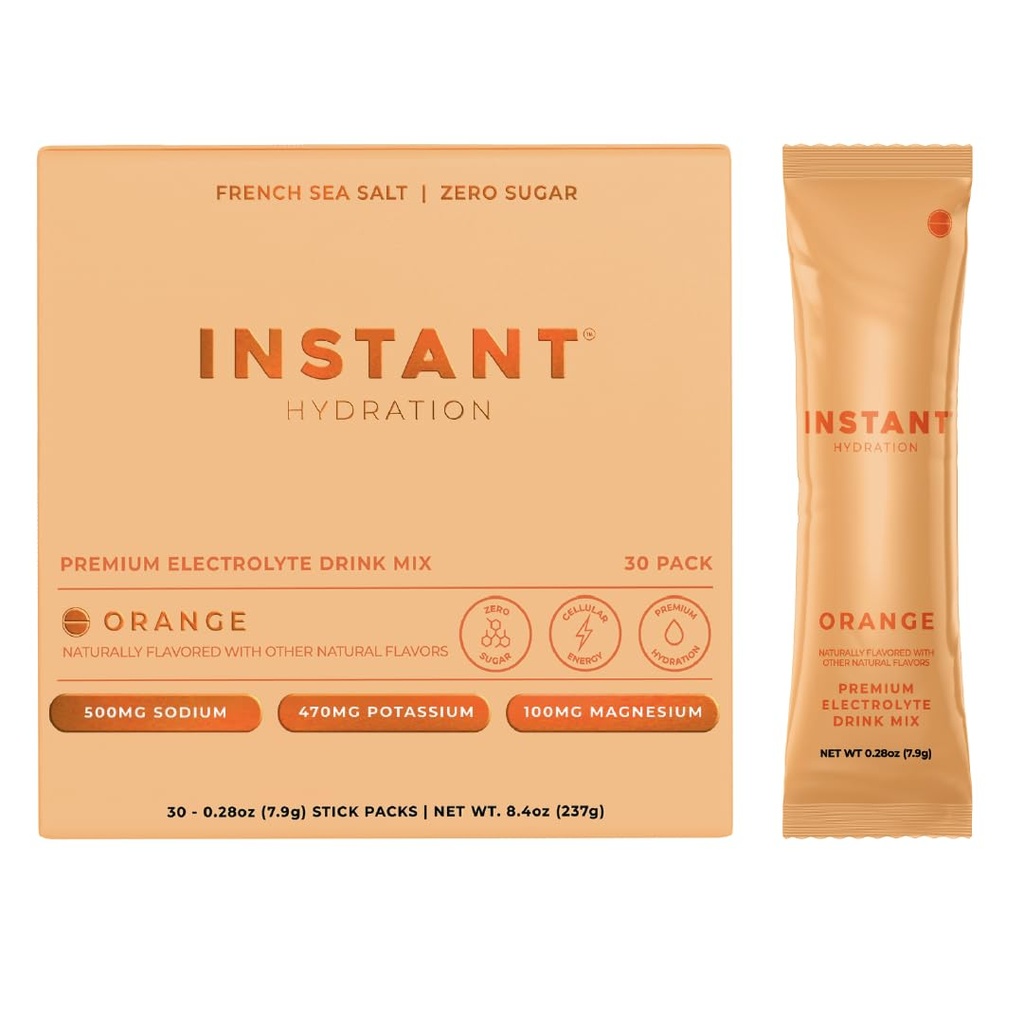 hydrotion Electrolytes אבקת Packets - Citrus Orange Drink Mix - Zero Sugar - Keto, טבעוני, Gluten-Free, non-GMO - Boost Recovery, Brain Health, השרירים & Tissue Support - 30 Sticks