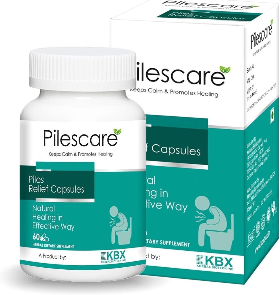BeTT 100% Natural Piles Care כמוסות עם (Rosanjana, Reeth, Neem, Triphala, Guggul, Moch Rasa, Shinkh Bhasma & Phitkari) 60 קפסולות