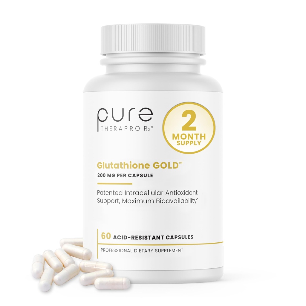 Pure Therapro Rx S-Acetyl Glutathione Gold 200 מ"ג | 2 חודשים אספקת Acid-Resistant קפסולת | פטנט Acetylated Form of Glutathione | Zero Fillers Or Flow Agents