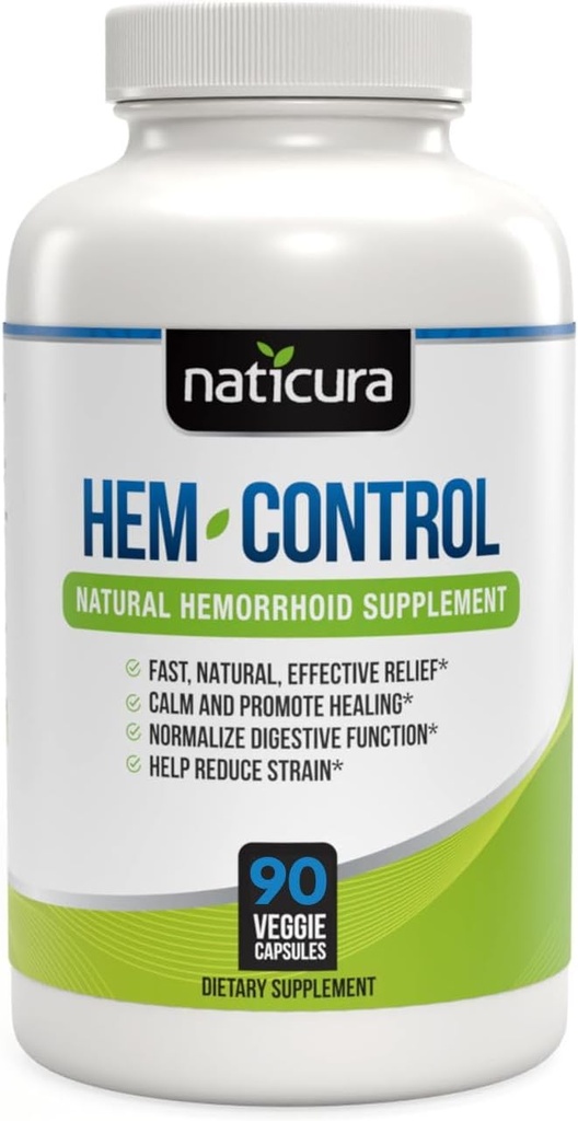 Hem-Control - תוסף טיפול טחורים יעיל מהיר - פורמולה Powerful כדי לקדם הקלה סימפפטום, שרילוק של טחורים, Ease Discomfort - 90 קפסולות טבעוניות - Made in USA