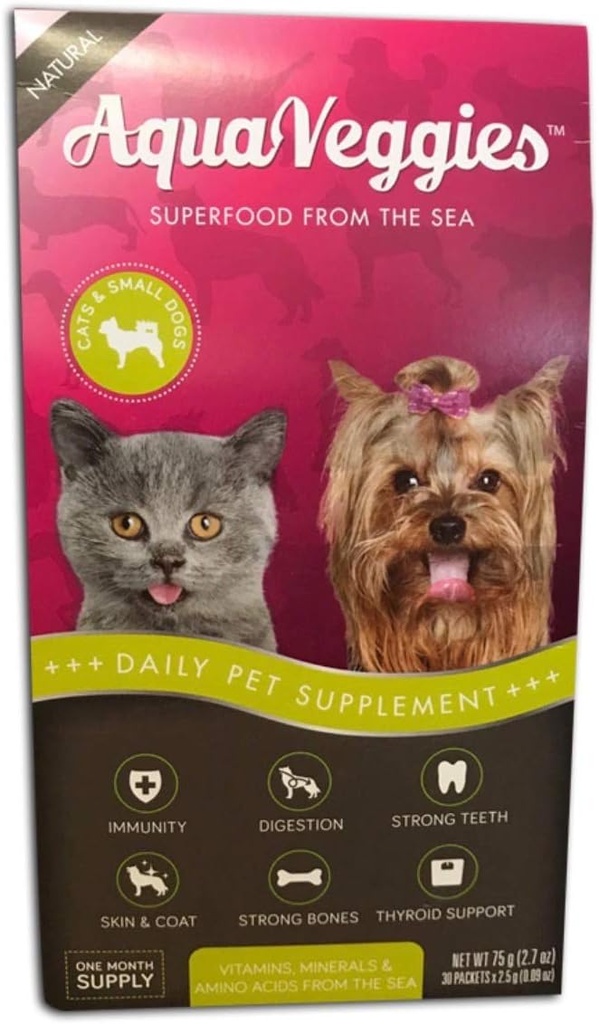 Superfood from the Sea for Animals, 75g Small Dog/Cat 30 x 2.5 g Daily Superfood Packs (Month Supply) Muti-Vitamin/Digestion/Skin & Coat/Immunity/Energy SUPERFOOD תזונתי!